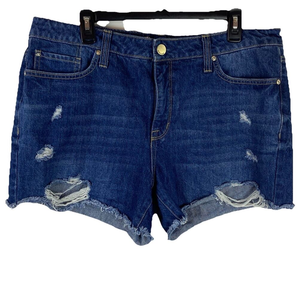 Seven7 Women’s Fray Hem Distressed Comfortable Denim Shorts Size 14